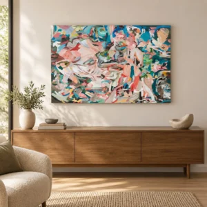 Multicolour Fragment Abstract Painting, 90 x 60 cm in multicolour — front view