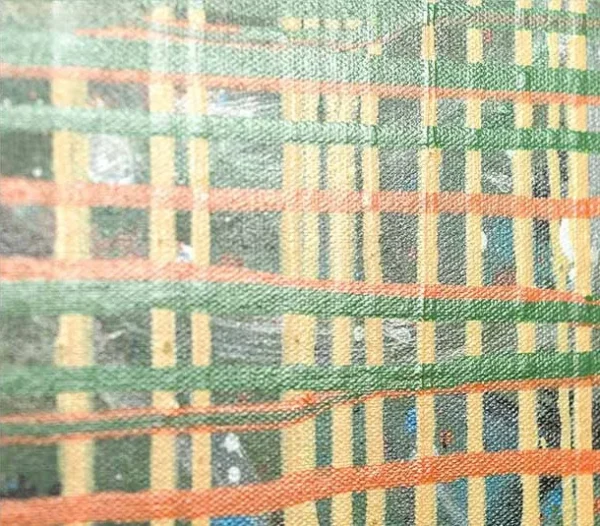 Green and Gold Woven Grid Textured Wall Art, 100 x 100 cm in olive — detail