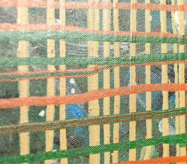 Green and Gold Woven Grid Textured Wall Art, 100 x 100 cm in olive — detail