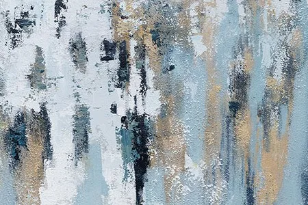Blue and Gold Drip Abstract Painting, 60 x 90 cm in blue — detail