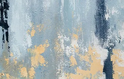 Blue and Gold Drip Abstract Painting, 60 x 90 cm in blue — detail