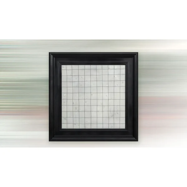 Grey Grid Textured Wall Art in Black Frame, 70 x 70 cm — in a room setting