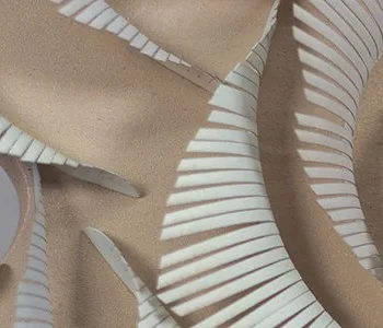 Layered Paper Petal Wall Sculpture in blue — detail