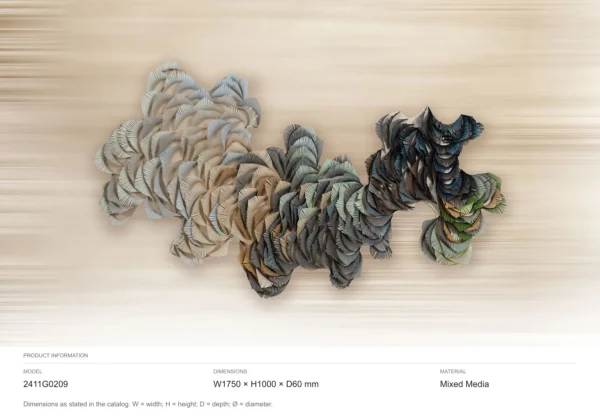 Layered Paper Petal Wall Sculpture in blue — dimensions