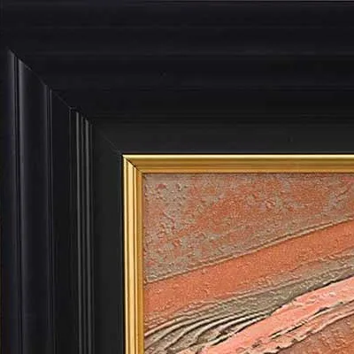 Coral and Grey Marbled Painting in Black Frame, 100 x 100 cm — detail