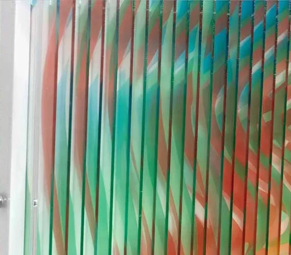 Rainbow Moiré Relief in White Frame, 80 x 100 cm — detail