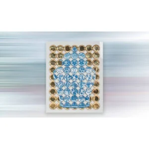Blue and White Porcelain Vase Mosaic in blue — in a room setting