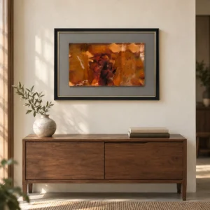 Amber and Red Abstract in rust — front view