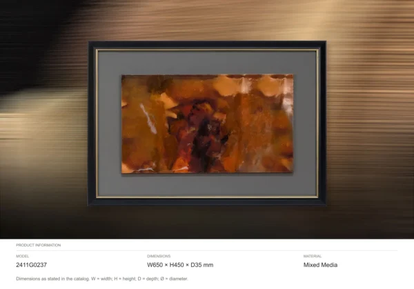Amber and Red Abstract in rust — dimensions