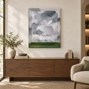 Storm Cloud Over Green Field Painting in slate — front view