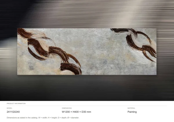 Panoramic Ink Ribbon Painting on Grey Wash, 120 x 40 cm in slate — dimensions
