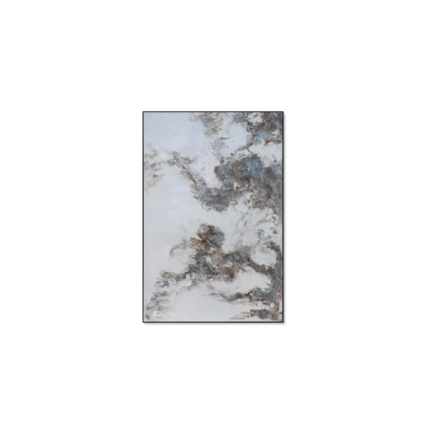 Marble Cloud Textured Painting in Black Frame, 80 x 120 cm — in a room setting