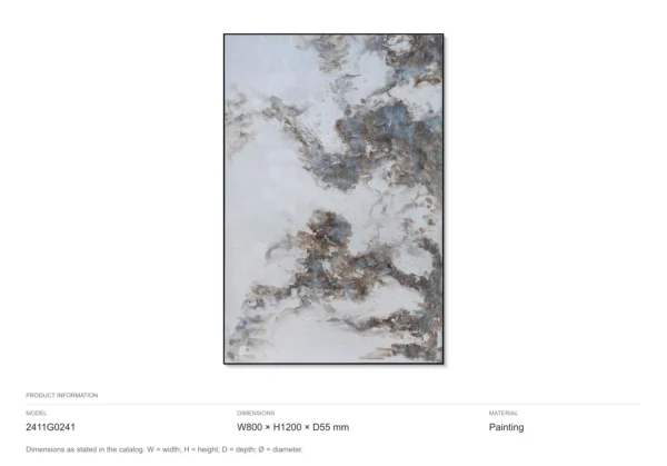 Marble Cloud Textured Painting in Black Frame, 80 x 120 cm — dimensions