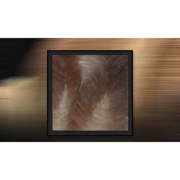 Copper Wave Line Relief in Black Frame, 60 x 60 cm — in a room setting