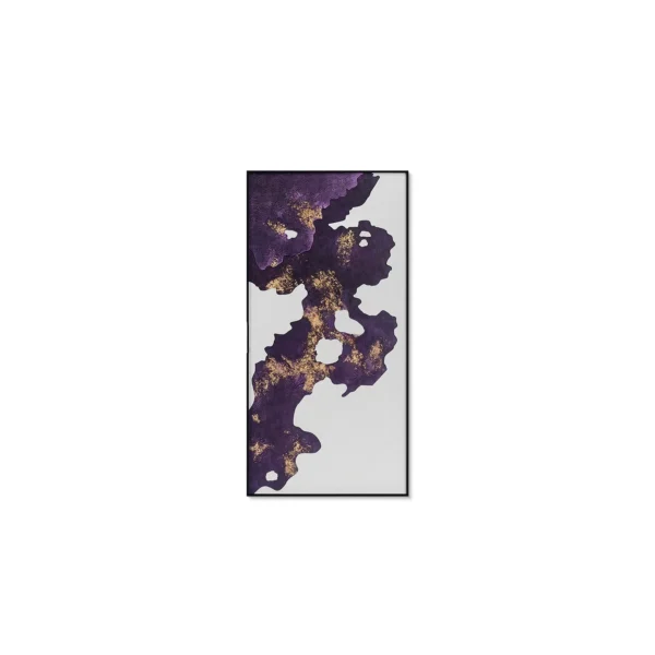 Purple and Gold Ink Bloom Painting in plum — in a room setting