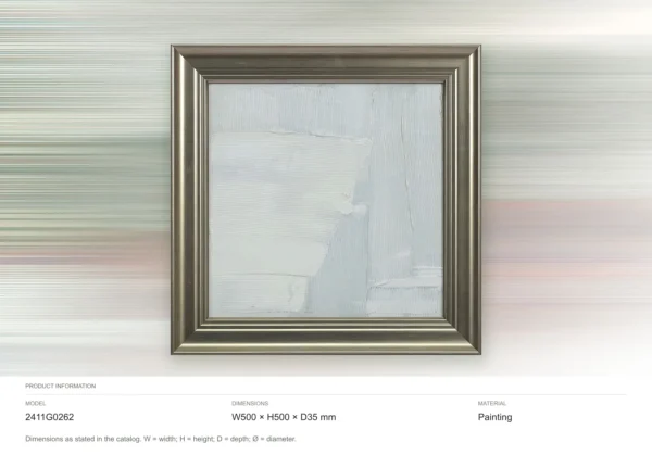 Pale Impasto Blocks in Silver Frame, 50 x 50 cm — dimensions