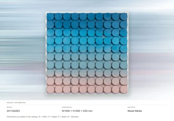 Blue to Pink Gradient Dot Relief, 100 x 100 cm in blue — dimensions
