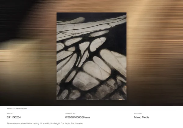Black Web on Cream Abstract Painting, 80 x 100 cm in black — dimensions