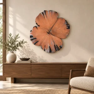 Coral Flower Shaped Wall Art, 70 x 75 cm in rust — front view