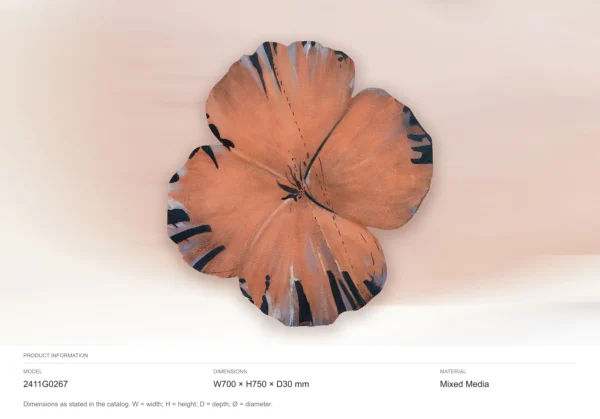 Coral Flower Shaped Wall Art, 70 x 75 cm in rust — dimensions