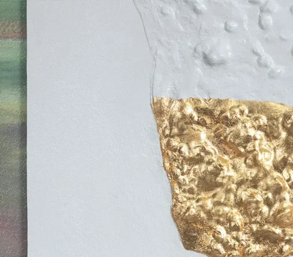 Lily Pond Impressionist Painting in olive — detail