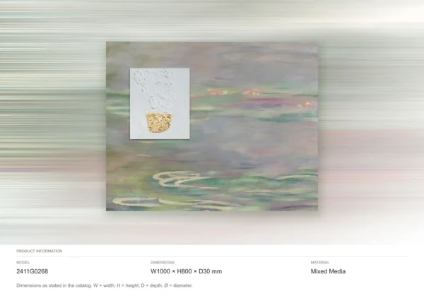 Lily Pond Impressionist Painting in olive — dimensions