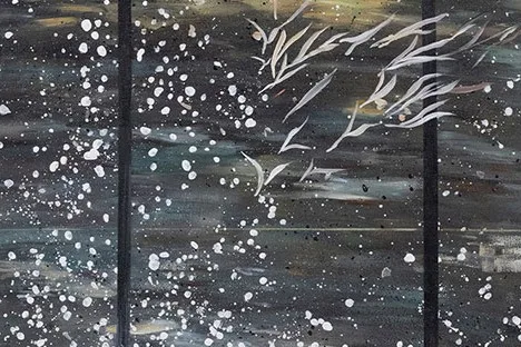 Dark Forest Sparkle Painting in Black Frame, 100 x 120 cm — detail
