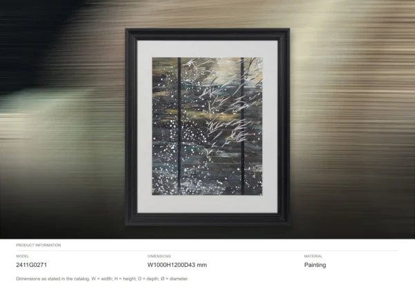 Dark Forest Sparkle Painting in Black Frame, 100 x 120 cm — dimensions