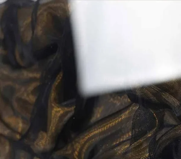 Crumpled Bronze Fabric Relief in White Frame, 50 x 50 cm — detail