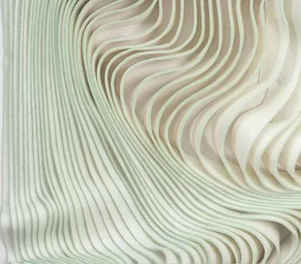 Sage Ribbed Wave Relief in White Frame, 70 x 90 cm — detail