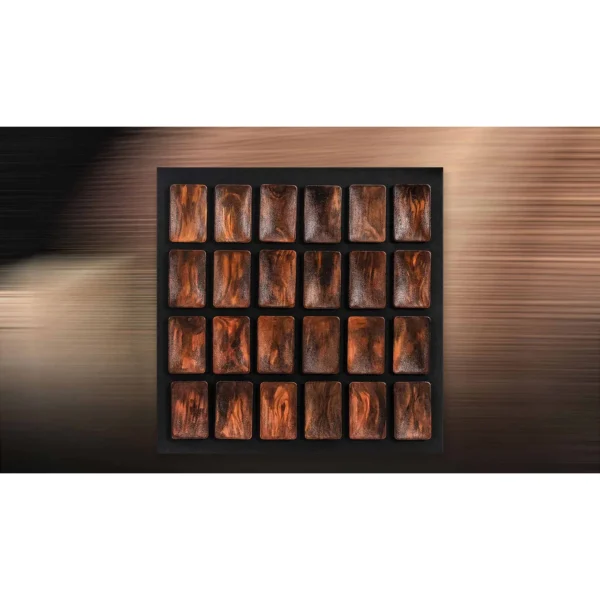 Amber Tile Grid Relief in Black Frame, 70 x 70 cm — in a room setting
