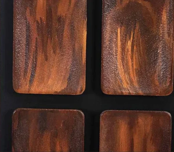 Amber Tile Grid Relief in Black Frame, 70 x 70 cm — detail