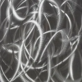 Tall Silver Scribble Panel on Black, 30 x 80 cm in black — detail