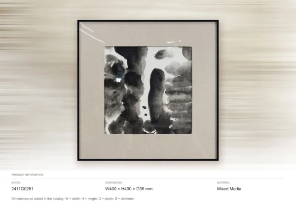 Small Ink Wash Figures in Black Frame, 40 x 40 cm — dimensions