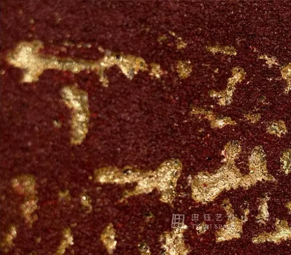 Tall Burgundy and Gold Leaf Panel, 40 x 120 cm in burgundy — detail