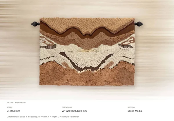 Woven Landscape Fibre Wall Hanging in rust — dimensions