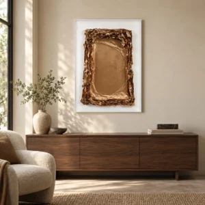 Gold Foil Frame Relief in White Shadow Box, 60 x 85 cm — front view