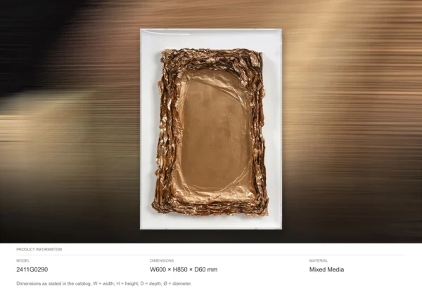 Gold Foil Frame Relief in White Shadow Box, 60 x 85 cm — dimensions