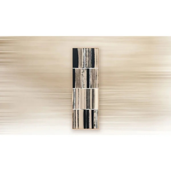 Tall Striped Grid Panel in oatmeal — in a room setting