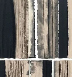 Tall Striped Grid Panel in oatmeal — detail