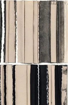 Tall Striped Grid Panel in oatmeal — detail