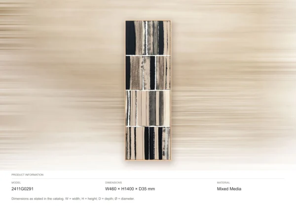 Tall Striped Grid Panel in oatmeal — dimensions