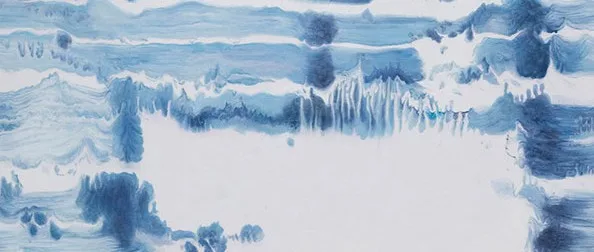 Indigo Dye Wash Painting with White Centre, 100 x 120 cm in blue — detail