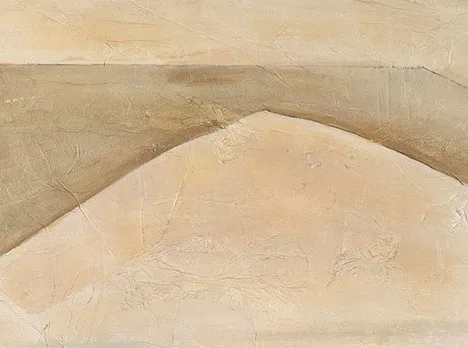Sand and Rust Landscape Painting in Black Frame, 80 x 50 cm — detail