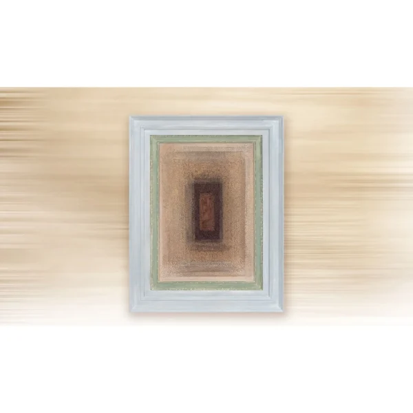 Nested Frame Abstract in Silver Frame, 55 x 70 cm — in a room setting