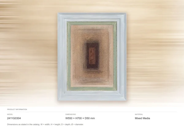 Nested Frame Abstract in Silver Frame, 55 x 70 cm — dimensions
