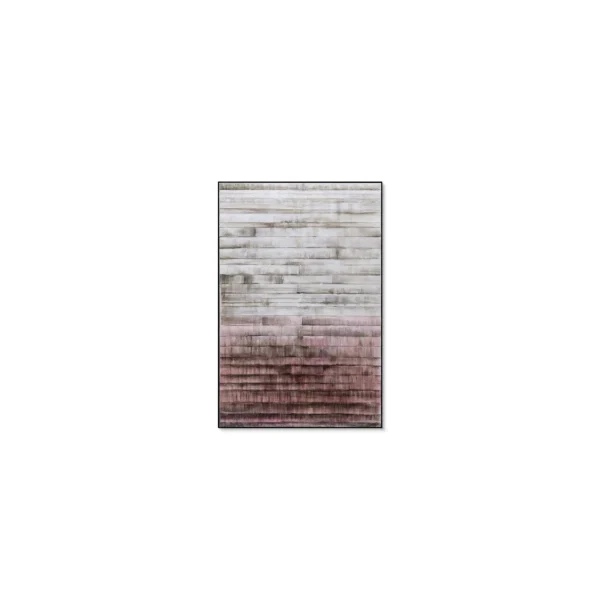 Weathered Stripe Relief in Grey and Rose, 100 x 140 cm — in a room setting