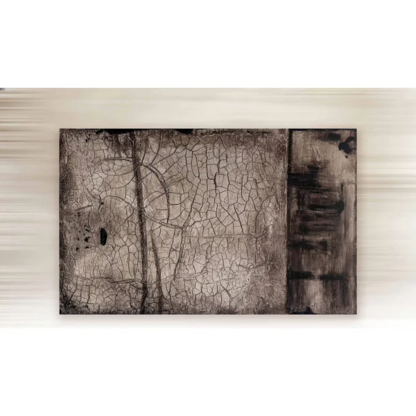 Wide Cracked Earth Wall Art in slate — in a room setting