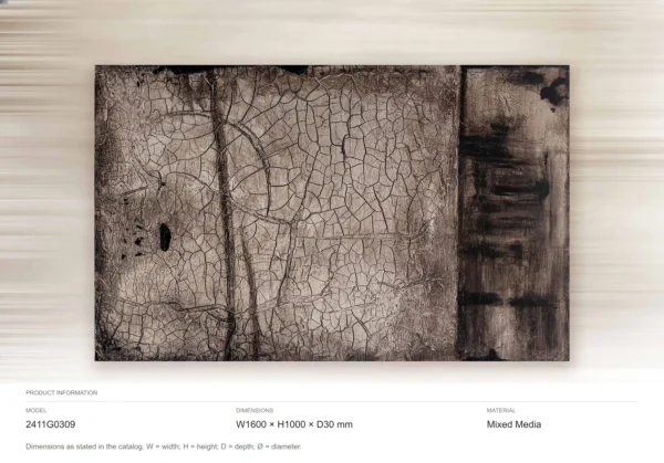 Wide Cracked Earth Wall Art in slate — dimensions