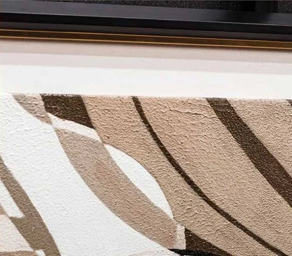 Black and Tan Wave Abstract in Black Frame, 75 x 75 cm — detail